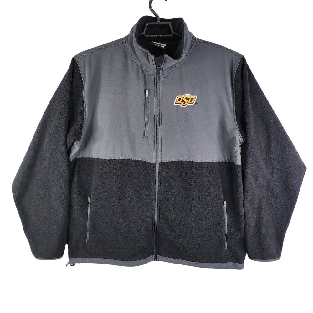 Men's Colosseum Athletics OSU Cowboys Fleece Jacket Gray & Black Full Zip XXL